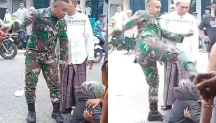 Pria Berseragam TNI Ngamuk, Tendang Warga