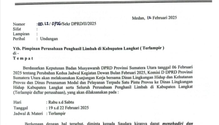 Komisi D DPRD Sumut Belum Ada Buka Suara Terkait Hasil Pertemuan dengan 64 Perusahaan Penghasil Limbah di Langkat