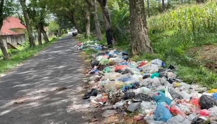 Tumpukan Sampah Bikin Rusak Pemandangan dań Bau Tak Sedap di Jalan Menuju GOR Stabat