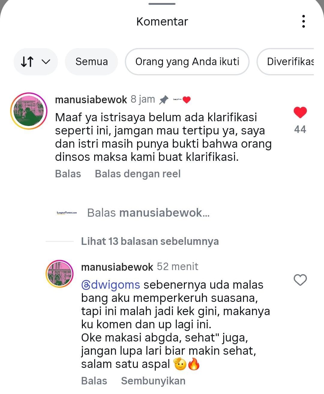 Komentar suami Dian