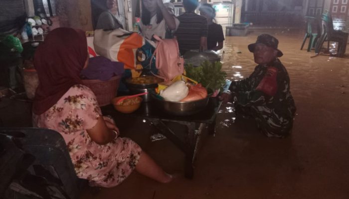 Dua Sungai Meluap di Kuala Langkat, Koramil dan Rumah Warga Terendam Banjir