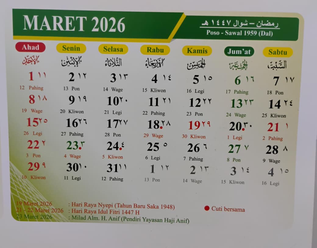 Jadwal Libur Lebaran Maret 2026