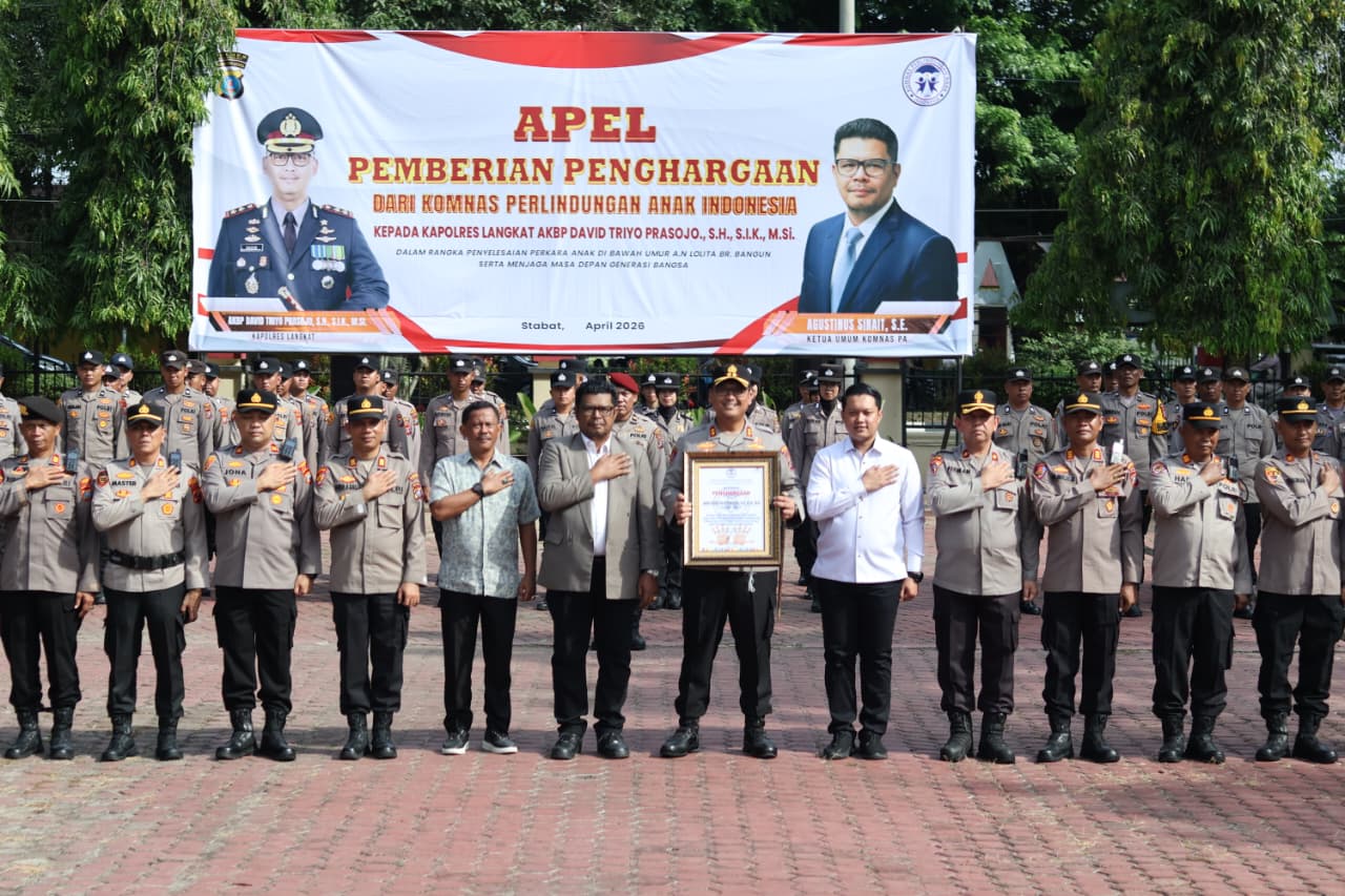 Polres Langkat Raih Penghargaan Komnas PA