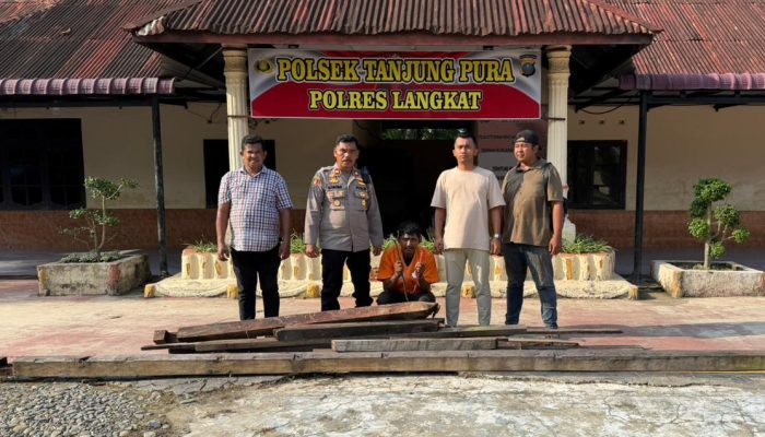 Polsek Tanjung Pura Ungkap Kasus Dugaan Pencurian Kayu di Rumah Kosong