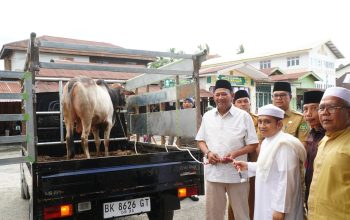 Bupati dan Wakil Bupati Langkat Serahkan 2 Sapi Kurban dan 500 Kg Beras untuk Masyarakat Besilam