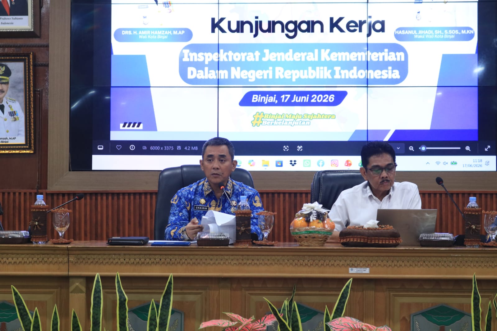 Sekdako Binjai Sambut Kunjungan Itjen Kemendagri