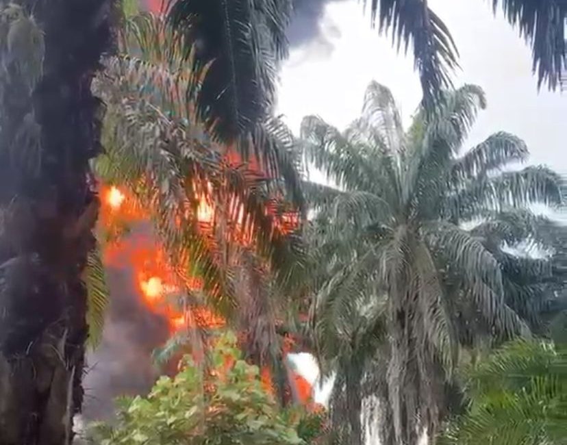Dapur Penyulingan Minyak Ilegal di Gebang Terbakar