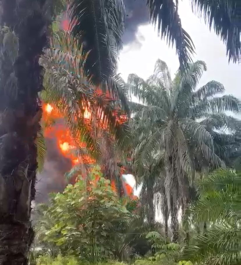 Dapur Penyulingan Minyak Ilegal di Gebang Terbakar