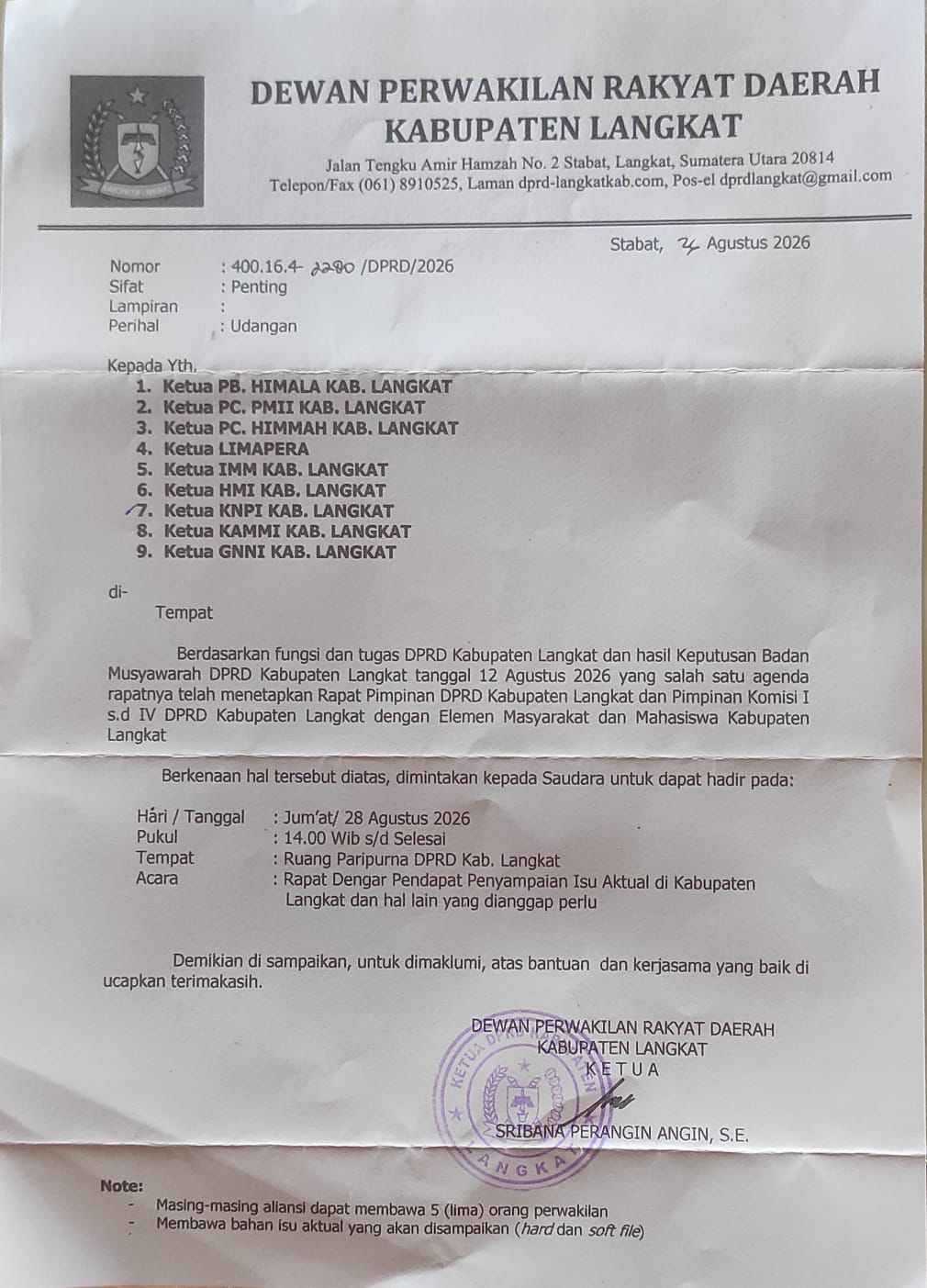 RDP DPRD Langkat