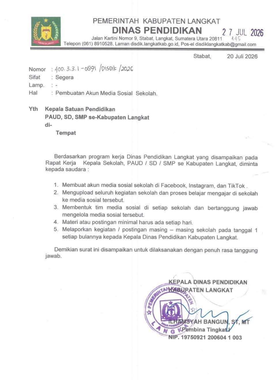 Sekolah di Langkat