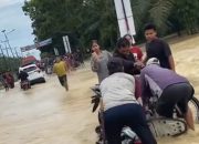 Jalan Padang Tualang-Batang Serangan Langkat Terendam Banjir