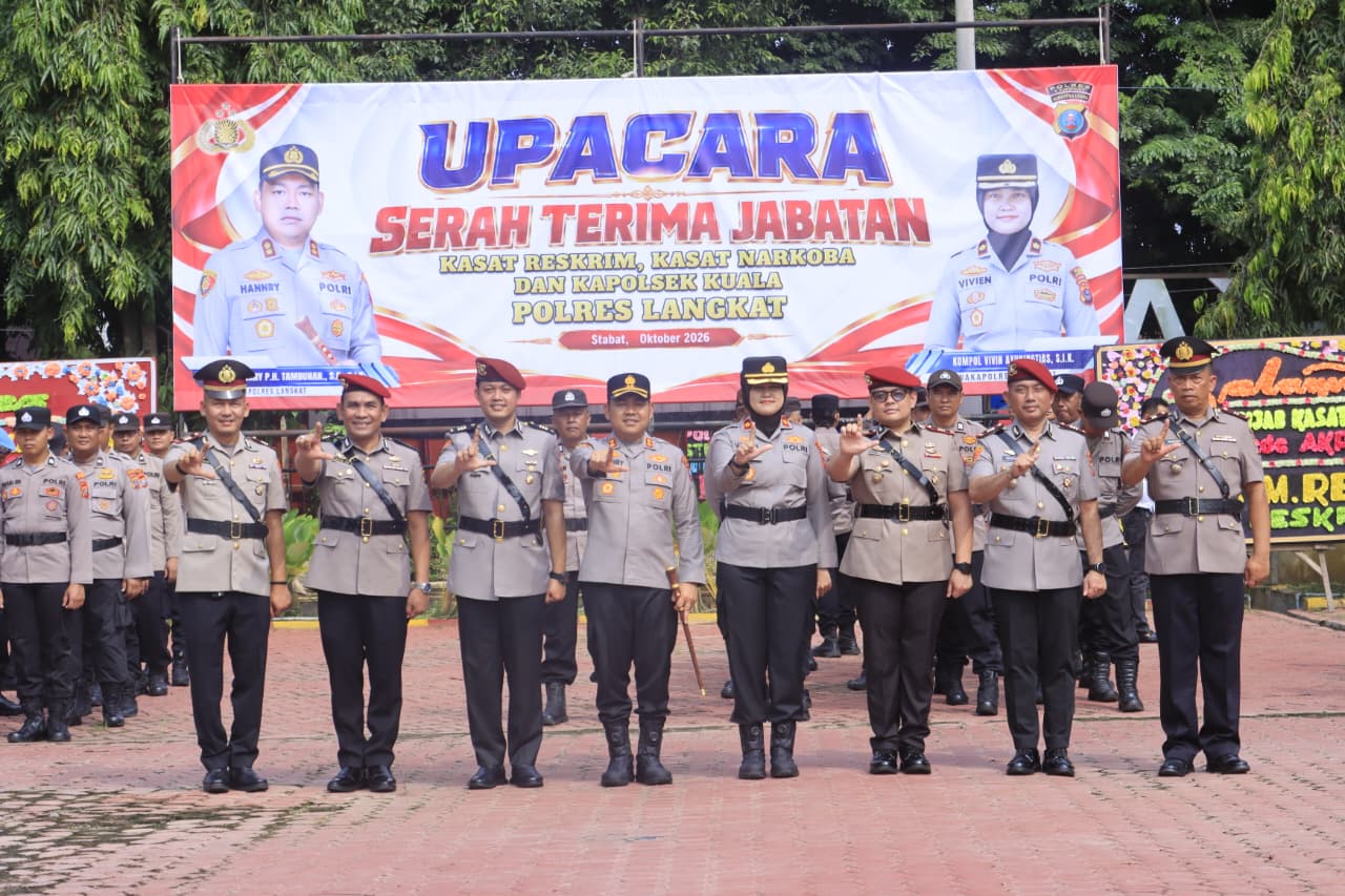 Kapolres Langkat Pimpin Sertijab Kasat Reskrim, Kasat Narkoba
